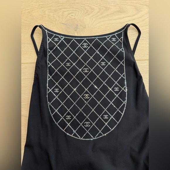 Chanel 23C Black Silver Crystal CC Logo One Piece Swimsuit Runway Bathingsuit 38 - Picture 9 of 16
